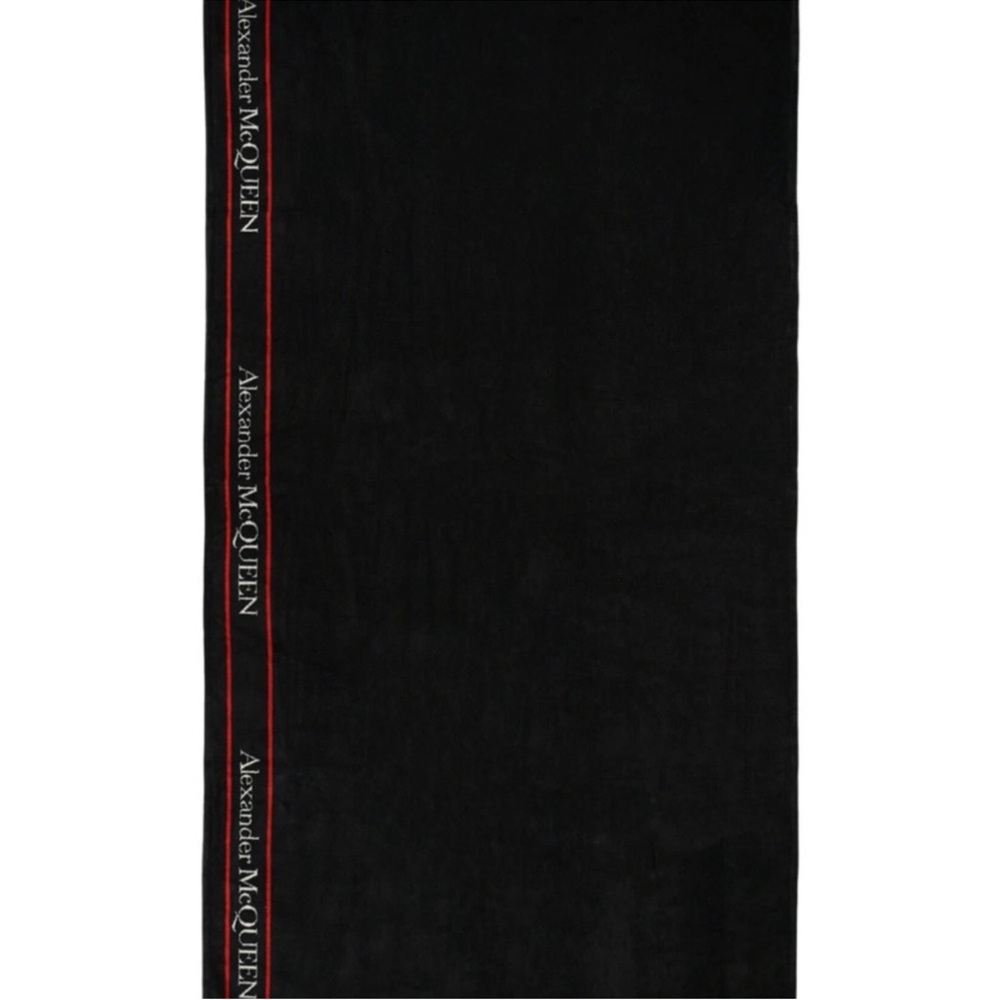 Alexander McQueen Selvedge Logo Beach Towel Black Red 100x180cm NWT / NIP